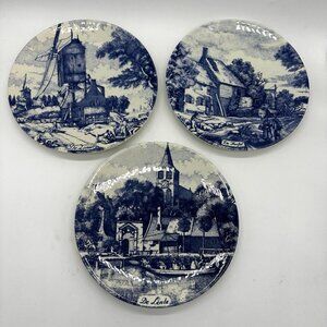 Delfts Blauw  Blue Holland Chemkefa Wall Plates 4 Four Seasons Set Of 3 RARE 9”
